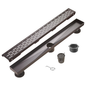 Linear Floor Drain with Removable Decorative Cover UPC certified, Venetian Bronze, 24"