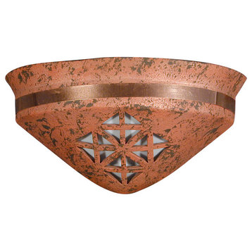 Half Bell Uplight Ceramic Wall Sconce With The Quadra Design, Copper Brick