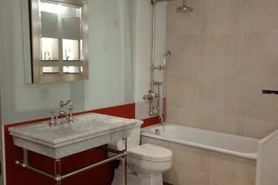 palmer legs with stone forest sink and Toto toilet.