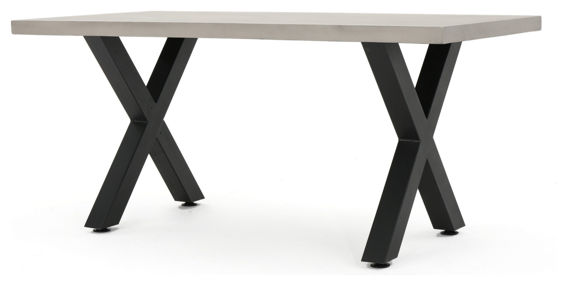 GDF Studio Galatian Outdoor Concrete Dining Table With Black Iron Legs