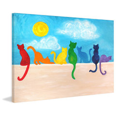 Marmont Hill Playing Cats by Curtis Painting Print on Canvas