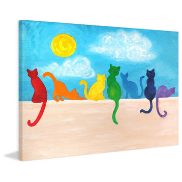 Marmont Hill, "Rainbow Cats II" by Nicola Joyner Print on Wrapped Canvas, 24x16