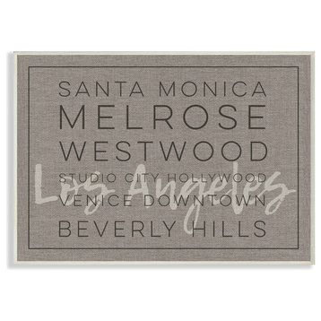 'LA Santa Monica Beverly Hills Typography', Wall Plaque, 10"x0.5"x15"