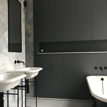 Designer black and white bathroom in Putney