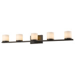 Z-Lite - Z-Lite 1912-5V-BRZ Nori - Two Light Bath Vanity - Matte opal cylinders set atop sleek, narrow profilNori Two Light Bath  Bronze Matte Opal Gl *UL Approved: YES Energy Star Qualified: n/a ADA Certified: n/a  *Number of Lights: Lamp: 5-*Wattage:75w G9 bulb(s) *Bulb Included:Yes *Bulb Type:G9 *Finish Type:Bronze