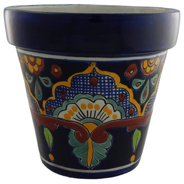Mexican Ceramic Flower Pot Planter Folk Art Pottery Handmade Talavera 06