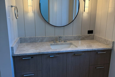 Shiplap wall bathroom photo in DC Metro