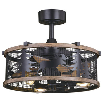 Kodiak 21" Ceiling Fan Black and Burnished Teak