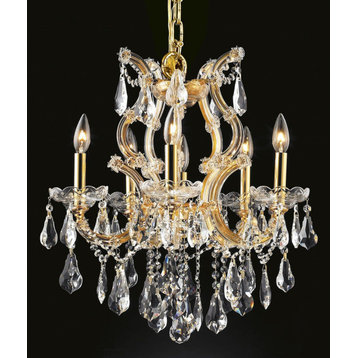 Elegant Lighting 2801D20/RC Maria Theresa 6 Light 20"W Crystal - Gold