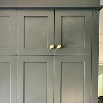 Custom Mudroom Storage Cabinets with Floor to Ceiling Shaker Doors
