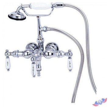 Gooseneck Wall-Mount Faucet with Hand Shower, Polished Nickel