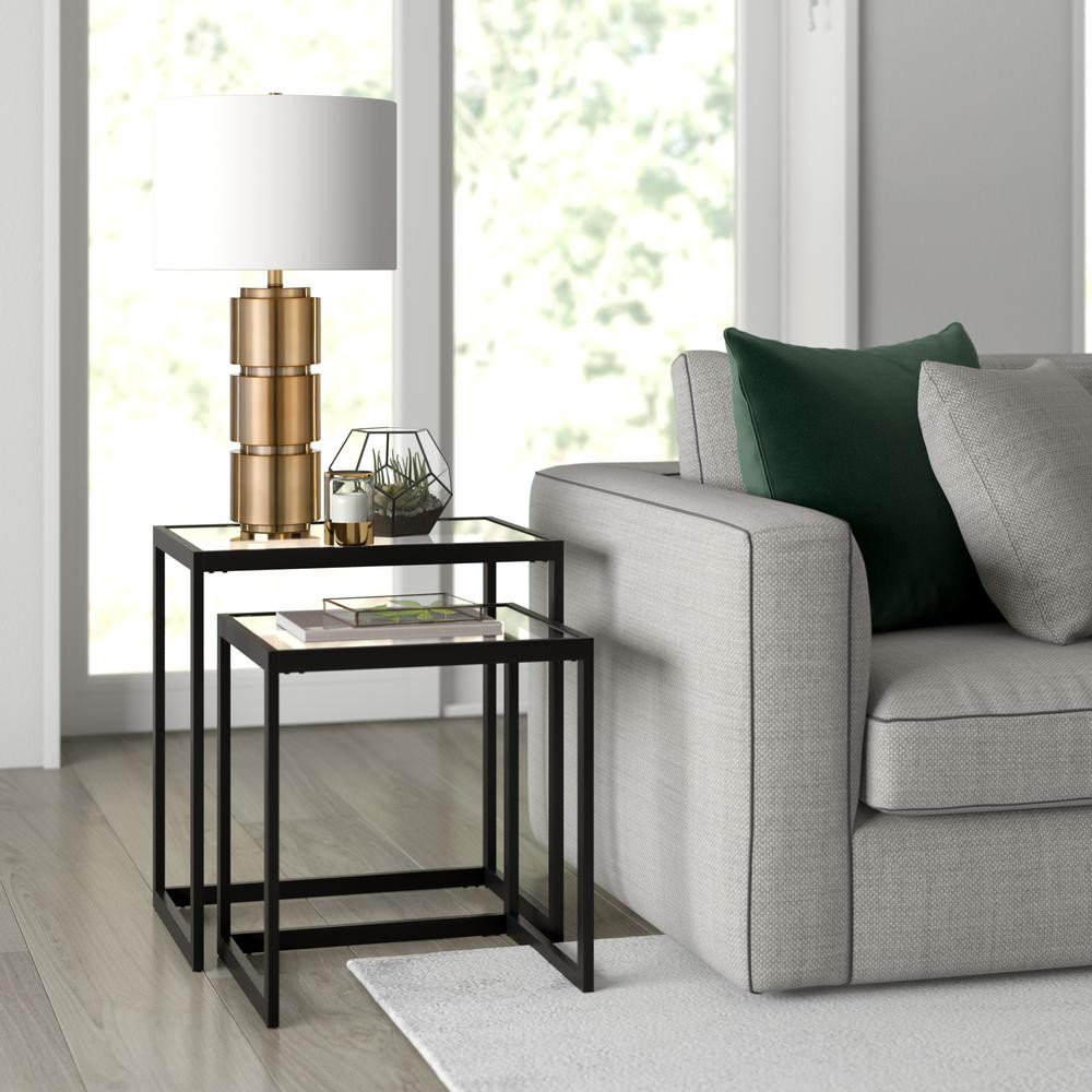 Rocco Rectangular Nested Side Table in Blackened Bronze - Industrial ...