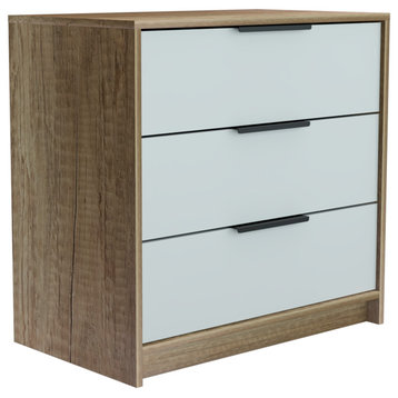 Egeo 3 Drawer Dresser, White / Pine
