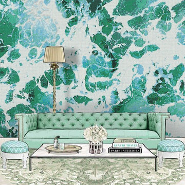 Crashing Waves Aqua Green | Glass Mosaic | PIXL Mist Collection