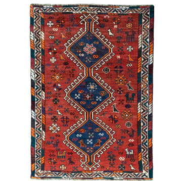 Persian Rug Shiraz 5'2"x3'7" Hand Knotted
