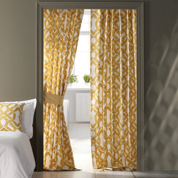 Celtic Gold Printed Cotton Twill Curtain