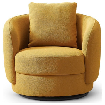 Perto Mid Century Modern Dark Yellow Fabric Accent Armchair