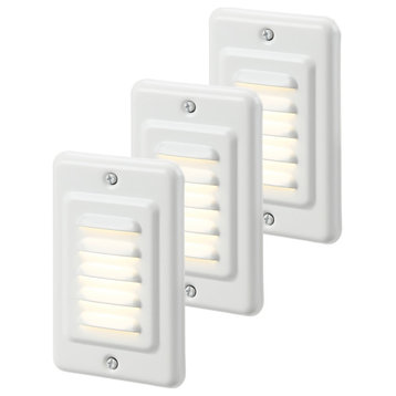 3 Pack LED Step Light Indoor, 120V Staircase lights, Metal Faceplate With White