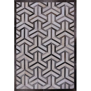 4'x6' Cowhide Hand Stitched Patchwork Area Rug