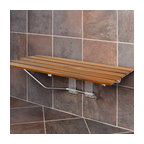 36" ADA Compliant Teak Wood Folding Shower Bench Seat, Wall Mounted
