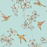 BME Furniture Inc. - Hummingbird Blue 32'x20.8" Wallpaper - The hummingbird is considered to be a thing of beauty. Luxuriously elegant, but simple with inviting pastel colors and slight shimmers of metallic foil details.