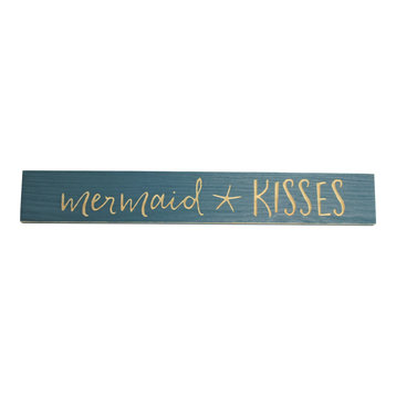 Mermaid Kisses Barnwood Sign 24 Inches Routed and Painted Wall Plaque