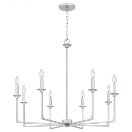 Quoizel PRC5032BN Prescott 8 Light Chandelier in Brushed Nickel