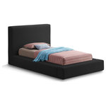 Meridian Furniture - Terra Boucle Fabric Upholstered Bed, Black, Twin - Go for an impressive new look in the bedroom with this Terra boucle fabric bed. This low-profile bed features a slightly high headboard along with thick side rails and footboard-all upholstered in rich black boucle fabric for a luxe look you'll fall in love with. This contemporary bed is bound to cause a stir in the master suite or other bedroom where it instantly becomes the star of the show when paired with the furnishings of your choice.