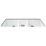 Miseno - Miseno MCI98-0UM 42" Cast Iron Triple Basin Kitchen Sink for - White - Miseno MCI98-0UM Features: Constructed of porcelain enameled cast iron Triple basin sink with a 40/20/40 split increases versatility Designed for undermount installations Basins are undercoated to prevent dish clatter and cabinet condensation Rear drain location increases storage space underneath Covered under Miseno&#39;s limited lifetime warranty Miseno MCI98-0UM Specifications: Height: 8" (measured from the bottom of sink to the top of the rim) Length: 42" (measured from the left outer rim to the right outer rim) Width: 19" (measured from the back outer rim to the front outer rim) Basin Depth (Left): 8" (measured from the center of basin to the rim) Basin Length (Left): 14" (measured from the left inner rim to the right inner rim) Basin Width (Left): 16" (measured from the back inner rim to the front inner rim) Basin Depth (Center): 5" (measured from the center of basin to the rim) Basin Length (Center): 8" (measured from the left inner rim to the right inner rim) Basin Width (Center): 13" (measured from the back inner rim to the front inner rim) Basin Depth (Right): 8" (measured from the center of basin to the rim) Basin Length (Right): 14" (measured from the left inner rim to the right inner rim) Basin Width (Right): 16" (measured from the back inner rim to the front inner rim) Basin Split: 40/20/40 Minimum Cabinet Size: 44-1/2" Installation Type: Undermount