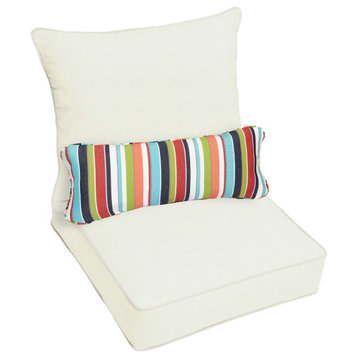 Sorra Home Canvas Natural Deep Seat Cushion Set With Lumbar Pillow 23 x 25"