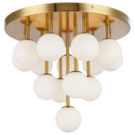 Dainolite - Dainolite MGL-2014FH-AGB Megallan - Fourteen Light Flush Mount - 14 Light Halogen Flush Mount, Aged Brass w/Opal GlMegallan Fourteen Li Aged Brass Opal WhitUL: Suitable for damp locations Energy Star Qualified: n/a ADA Certified: n/a  *Number of Lights: Lamp: 14-*Wattage:25w G9 bulb(s) *Bulb Included:No *Bulb Type:G9 *Finish Type:Aged Brass