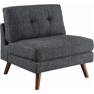 Coaster Churchill Mid-Century Fabric Tufted Back Armless Chair in Gray