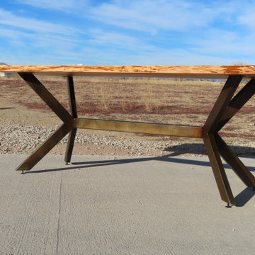 Pecan Table with Custom Metal Base