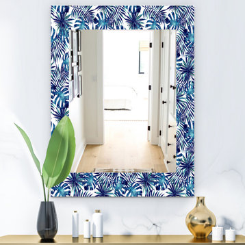 Designart Tropical Mood Blue 3 Bohemian And Eclectic Frameless Vanity Mirror, 24