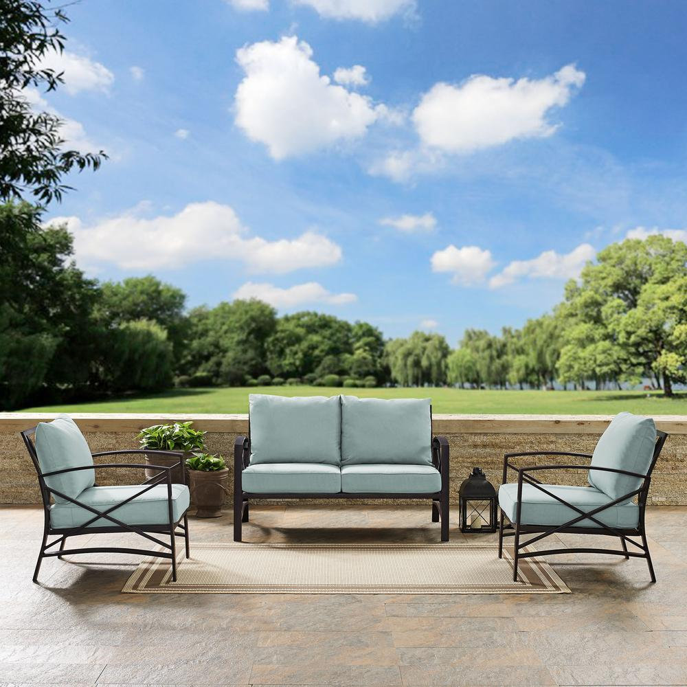 Kaplan 3Pc Outdoor Conversation Set Mist/Oil Rubbed Bronze - Loveseat ...