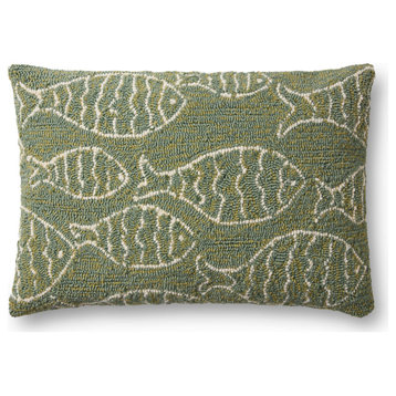 Loloi P0908 Green 16" x 26" Cover Only Pillow