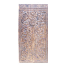 Consigned Vintage Tree of Life Barndoor, FLORAL Carved Reclaimed Wood