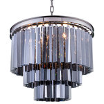 Gatsby Luminaires - Glass Fringe 9-Light Chandelier, Polished Nickel, Smoke, Without LED Bulbs - Bring glamour to your home with this nine light stunning pendant chandelier from Glass Fringe collection. Industrial style frame yet delicate and modern glass fringe options this stunning ceiling light will surely update your decor