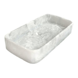 Martha Sturdy - Martha Sturdy resin stacking tray in white marble - Home Decor