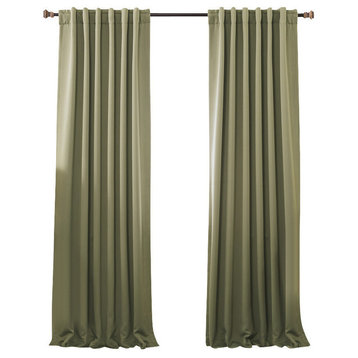 Back Tab Thermal Insulated Blackout Curtains, Pair, Olive, 132"