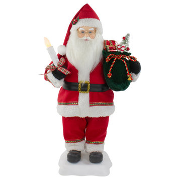 24" Animated Santa Claus With Lighted Candle Musical Christmas Figure
