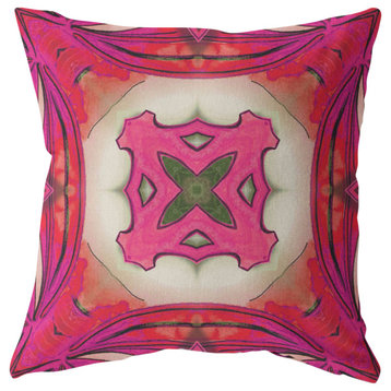 18" Hot Pink Geo Tribal Suede Throw Pillow
