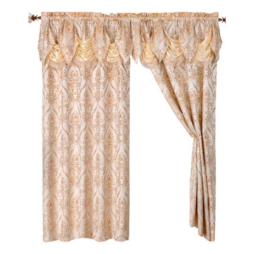 2 EDEN CURTAIN PANELS WITH ATTACHED AUSTRIAN VALANCE 84 inches long window 