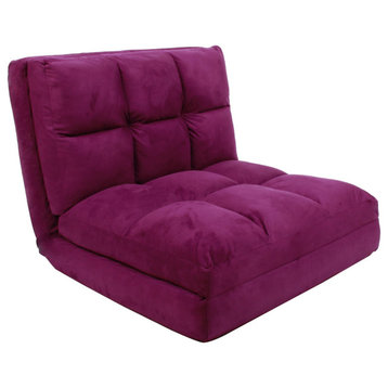 Loungie Micro-Suede Convertible Flip Chair/Sleeper Dorm Couch Lounger, Purple