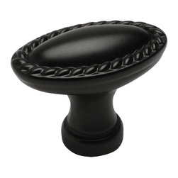 Cosmas - Cosmas 4116FB Flat Black Rope Cabinet Oval Oblong Knob, Set of 10 - Cabinet And Drawer Knobs