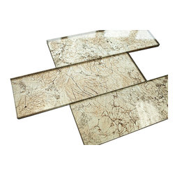 4x12 Glossy Gold Sky Subway Glass Mosaic Tiles - Home Accessories & Decor