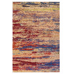 Bareens Designer Rugs - Eclectic Ziegler Armand Blue Red Hand-Knotted Wool Rug - 7'8'' x 9'11'' - Enhance the ambiance of your home with this magnificent Persian-influenced Turkish hand-knotted rug made by skilled artisans capable of creating the most exceptional vegetable dyes and hand-spun wool. This exquisite handmade rug is a one-of-a-kind  Kafkaz, otherwise identified as Chobi, Chobi Peshawar, Oushak, or Ziegler rug. These handmade rugs are crafted in Pakistan utilizing superior-quality wool imported from Australia, New Zealand, and Korea in two types of weaves: the Persian weave and the Mori weave. This rug is meticulously crafted by hand using the finest natural vegetable dyes extracted from local plants. The artisans use a blend of hand-spun local and fine merino wool, resulting in a rug with a compelling texture, higher lanolin content, and longer staple. The artisans occasionally incorporate natural or artificial silk into the pile to enhance specific motifs. The finished product is an awe-inspiring execution of flawless design and an understated palette that exudes elegance.