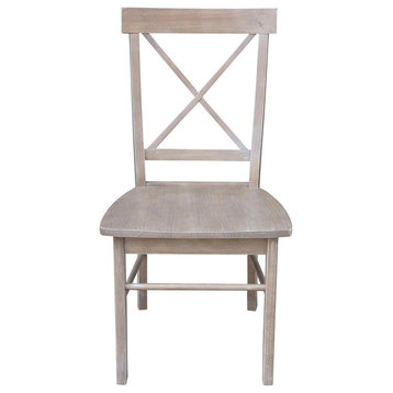 Set of 2 X-Back Chairs With Solid Wood Seats