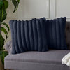 Sorra Home Luxe Faux Fur Throw Pillow Set of 2, Blue, 24"hx24"wx6"d