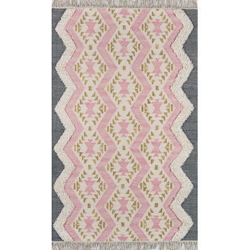 Novogratz by Momeni Indio Beverly Hand Made Wool Pink Area Rug, 2'x3'